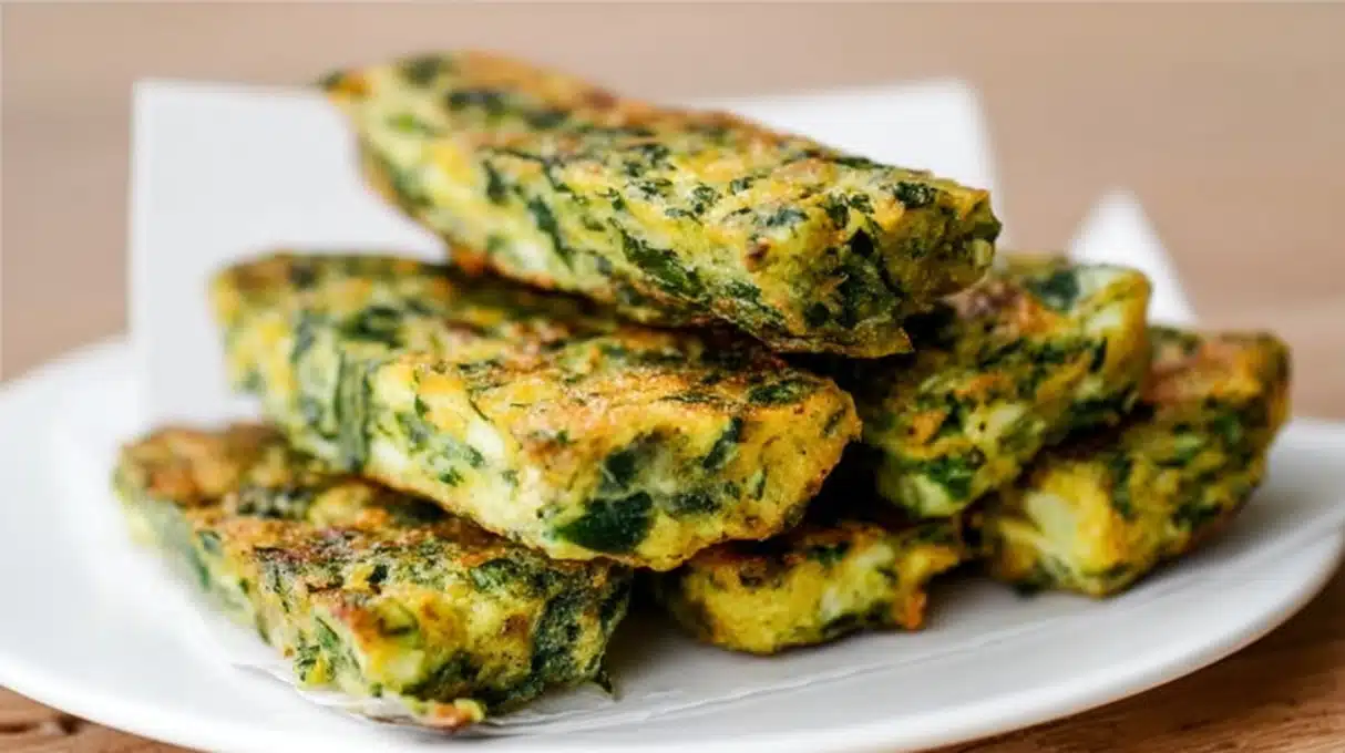 Spinach zucchini egg fingers baked in a muffin pan, healthy green vegetable egg bites perfect for kids, toddlers, and a quick protein breakfast.
