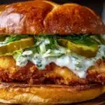 Crispy Dill Chicken Sandwich 6 Dill Chicken Sandwich with grilled chicken, fresh lettuce, and creamy dill sauce in a toasted bun.