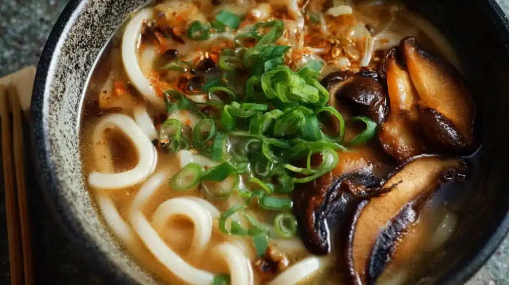 Miso Udon Noodle Soup with Teriyaki Mushrooms 5 easy Miso Udon Noodle Soup with Teriyaki Mushrooms