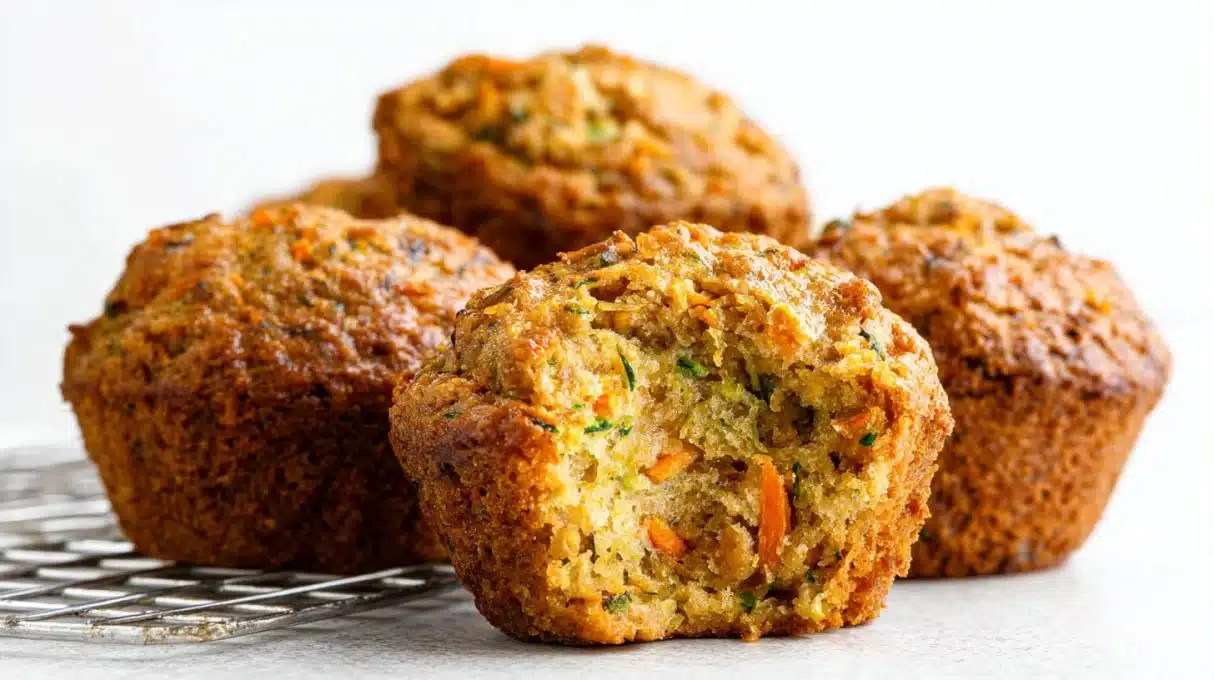 Quick and Easy Fluffy Whole Wheat Carrot Zucchini Muffins