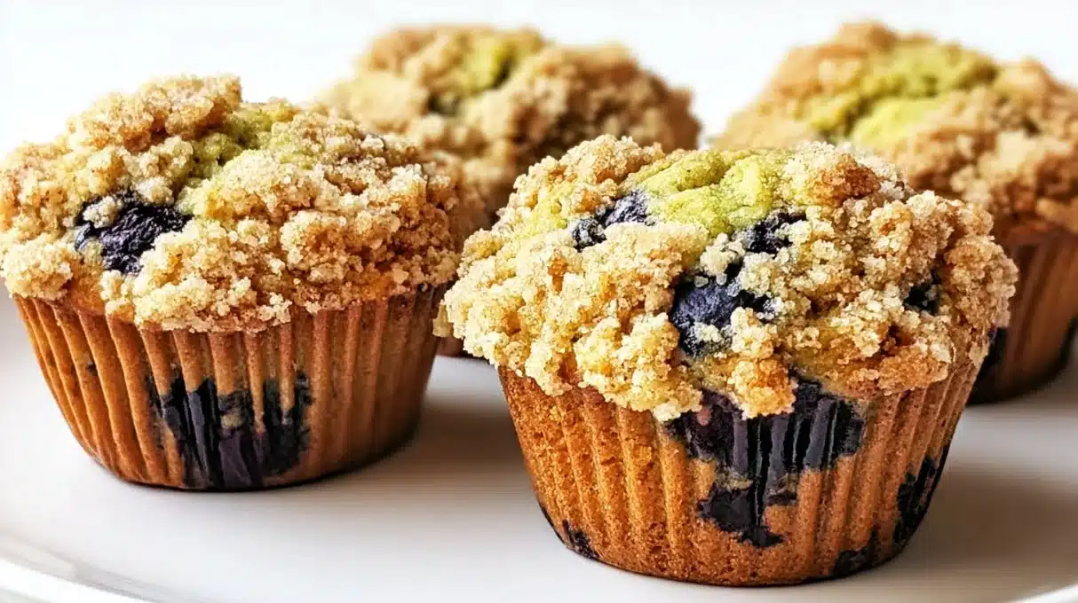 Quick and Easy Cinnamon Crumb Blueberry Zucchini Muffins 3 Delicious cinnamon crumb blueberry zucchini muffins fresh out of the oven