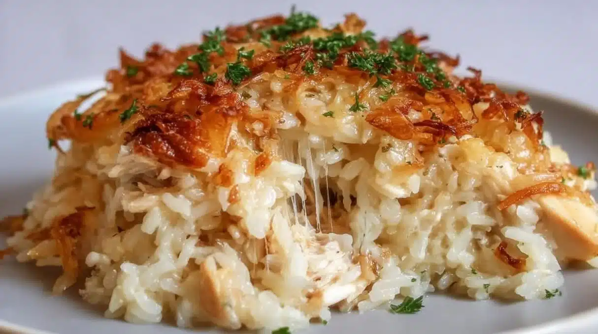 Quick and Easy French Onion Chicken Rice Casserole