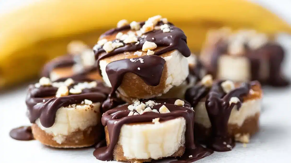Quick and Easy Frozen Chocolate Peanut Butter Banana Bites