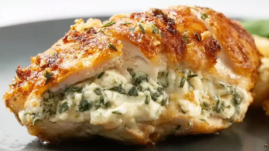 Boursin stuffed chicken breast recipe with creamy cheese filling